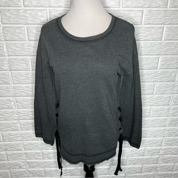 Wildfox Tops - WILDFOX Gray Lace Tie Sides Long Sleeve Sweatshirt Size XS